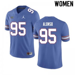 Women's Florida Gators #95 Lucas Alonso NCAA Nike Blue Authentic Stitched College Football Jersey FWL1262CU